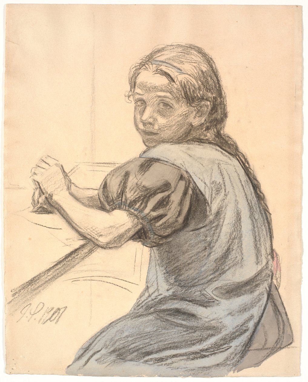Georgia Skovgaard Sitting at a Table by Joakim Frederik Skovgaard