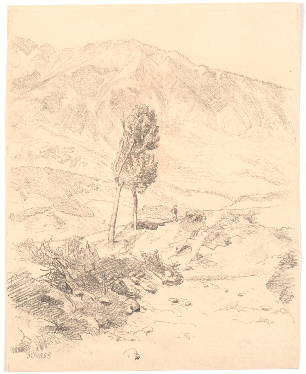 Italian Mountain Landscape with Two Trees by Joakim Frederik Skovgaard