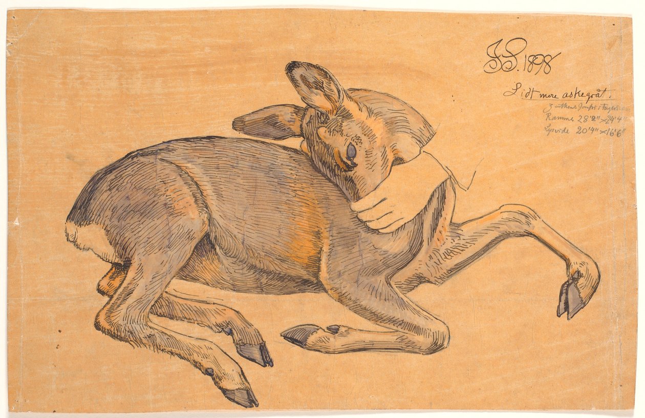 Study of a Lying Hind. A Hand Grabs It by the Muzzle by Joakim Frederik Skovgaard
