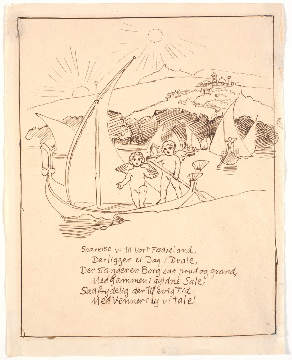 Draft for the Last Illustration with Angel Children in the Boat by Joakim Frederik Skovgaard