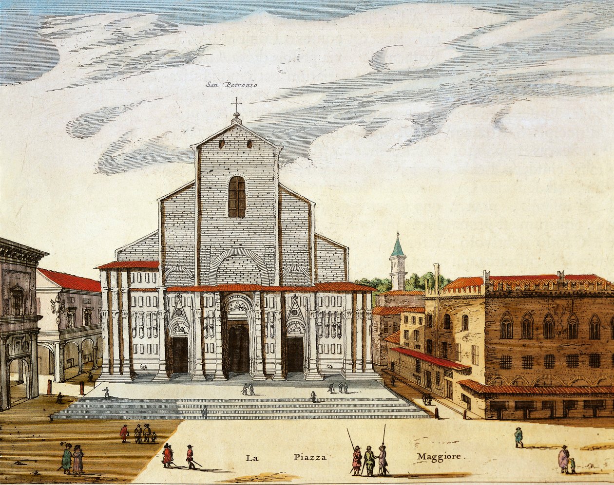 San Petronio Cathedral in Venice, Print by Joan Blaeu