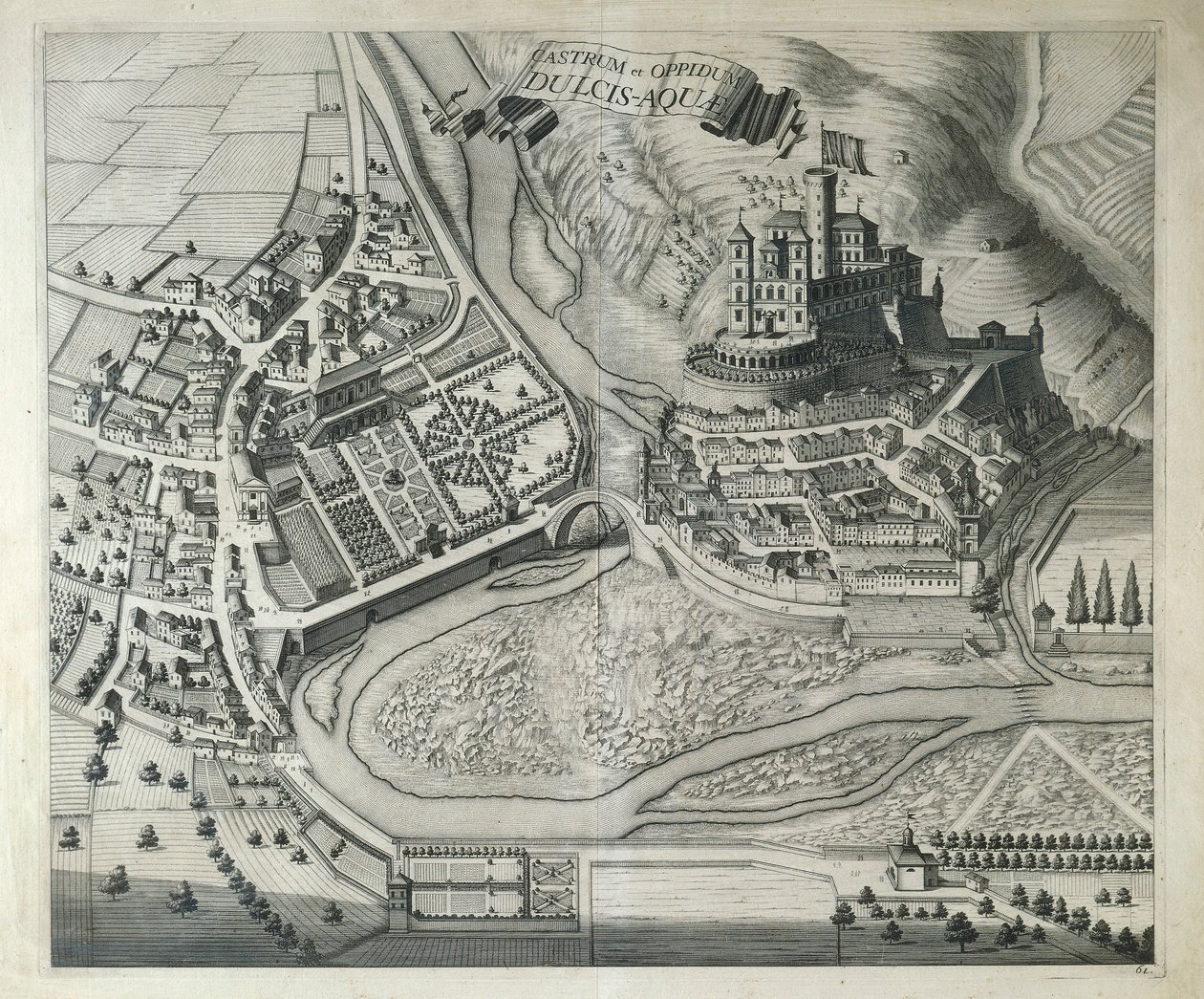 The Village of Dolceacqua from Theatrum Regiae Celsitudinis Sabaudiae by Joan Blaeu