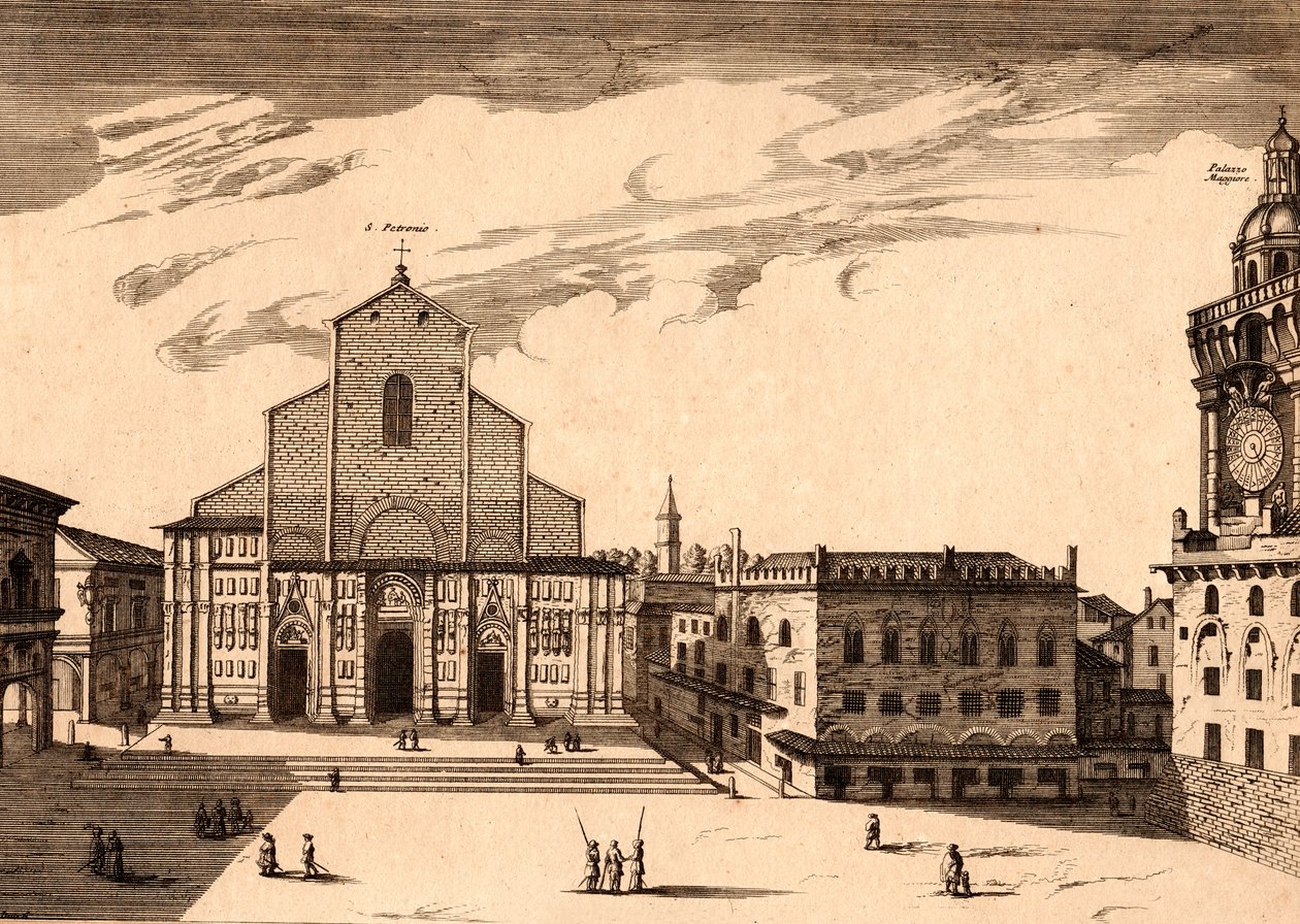 The San Petronio Basilica in Piazza Maggiore, Bologna, Emilia-Romagna, Italy by Joan Blaeu