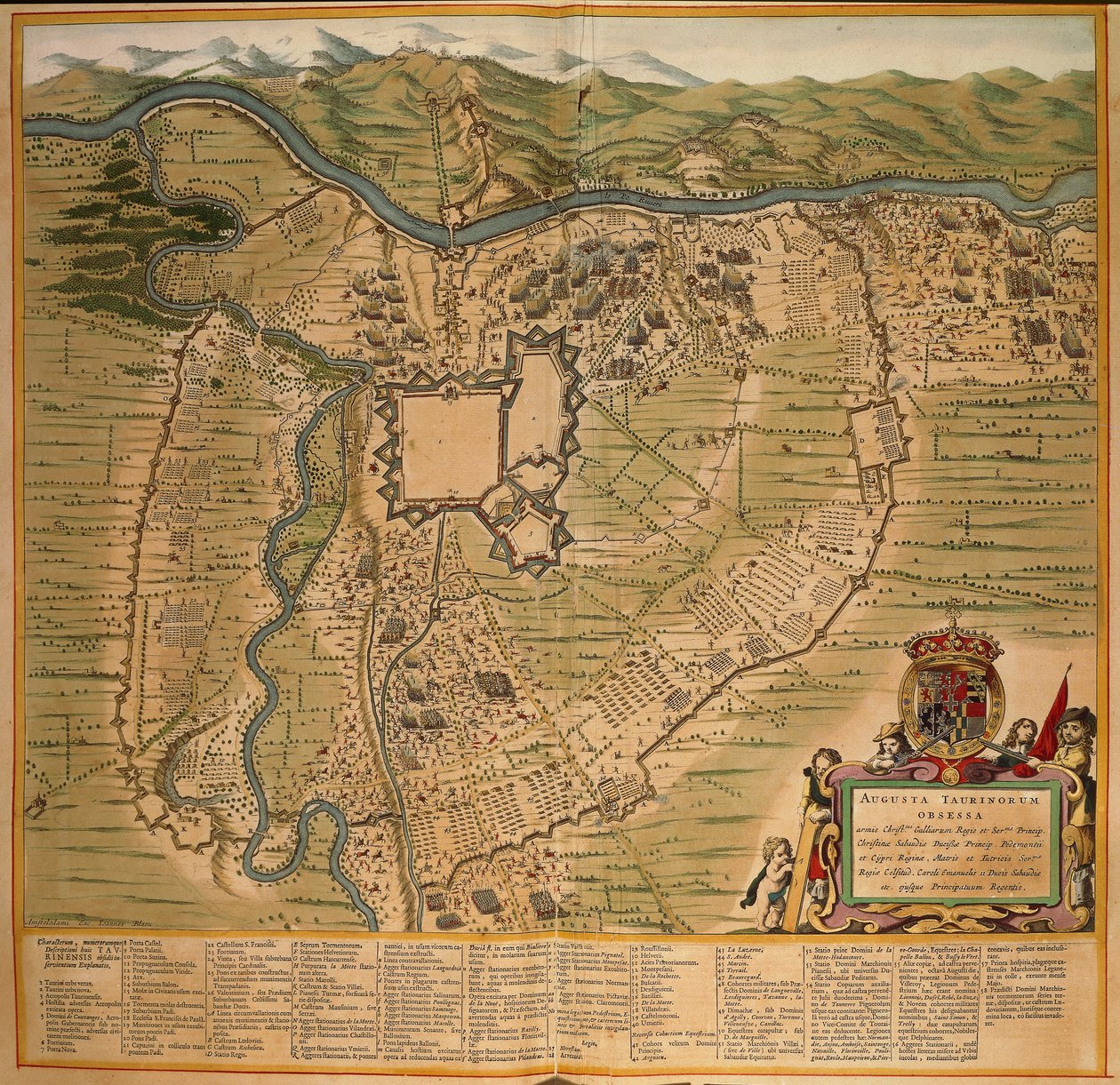 The Siege of Turin in 1639, Color Engraving from Theatrum Sabaudiae by Joan Blaeu