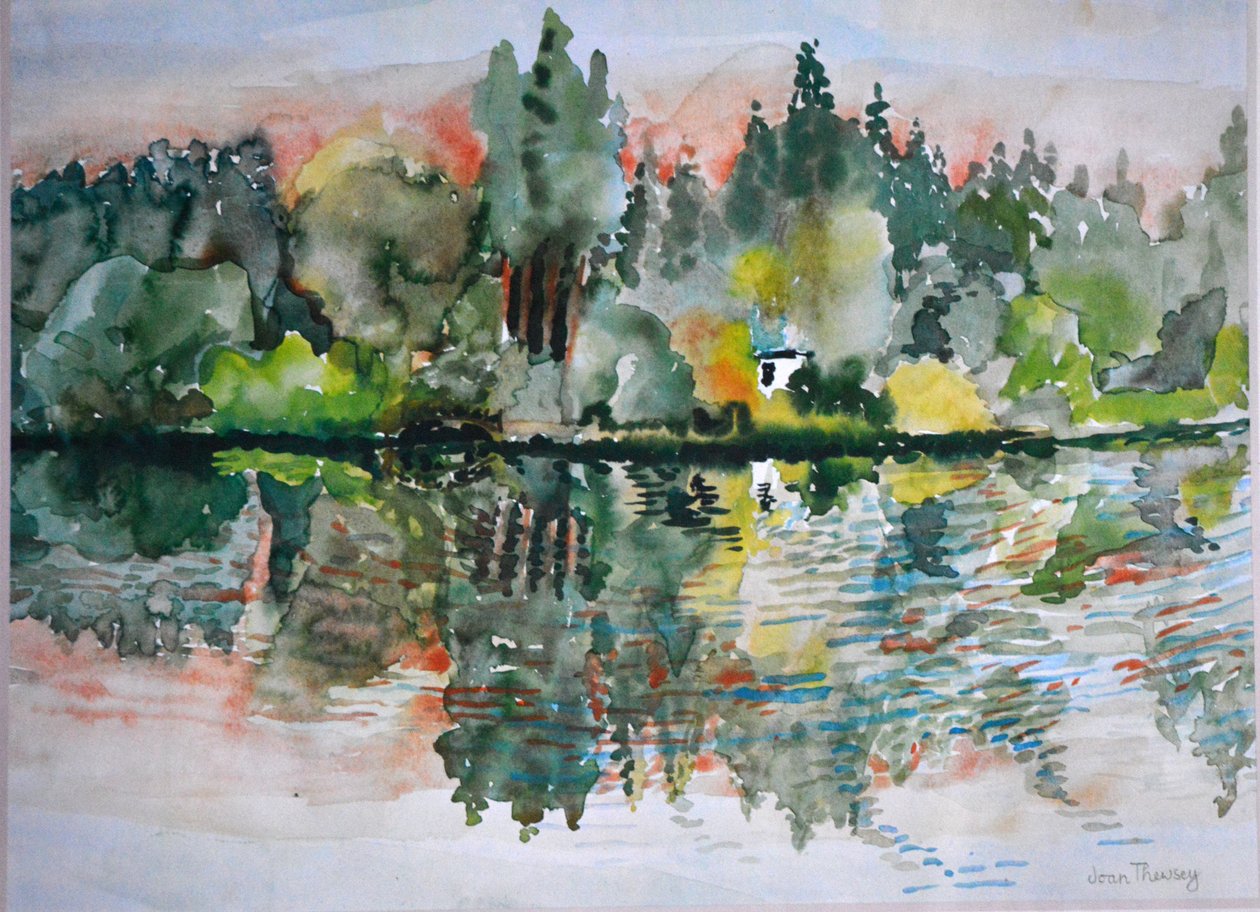 The Lake at Sunset, Bremes les Ardres, 2000 by Joan Thewsey
