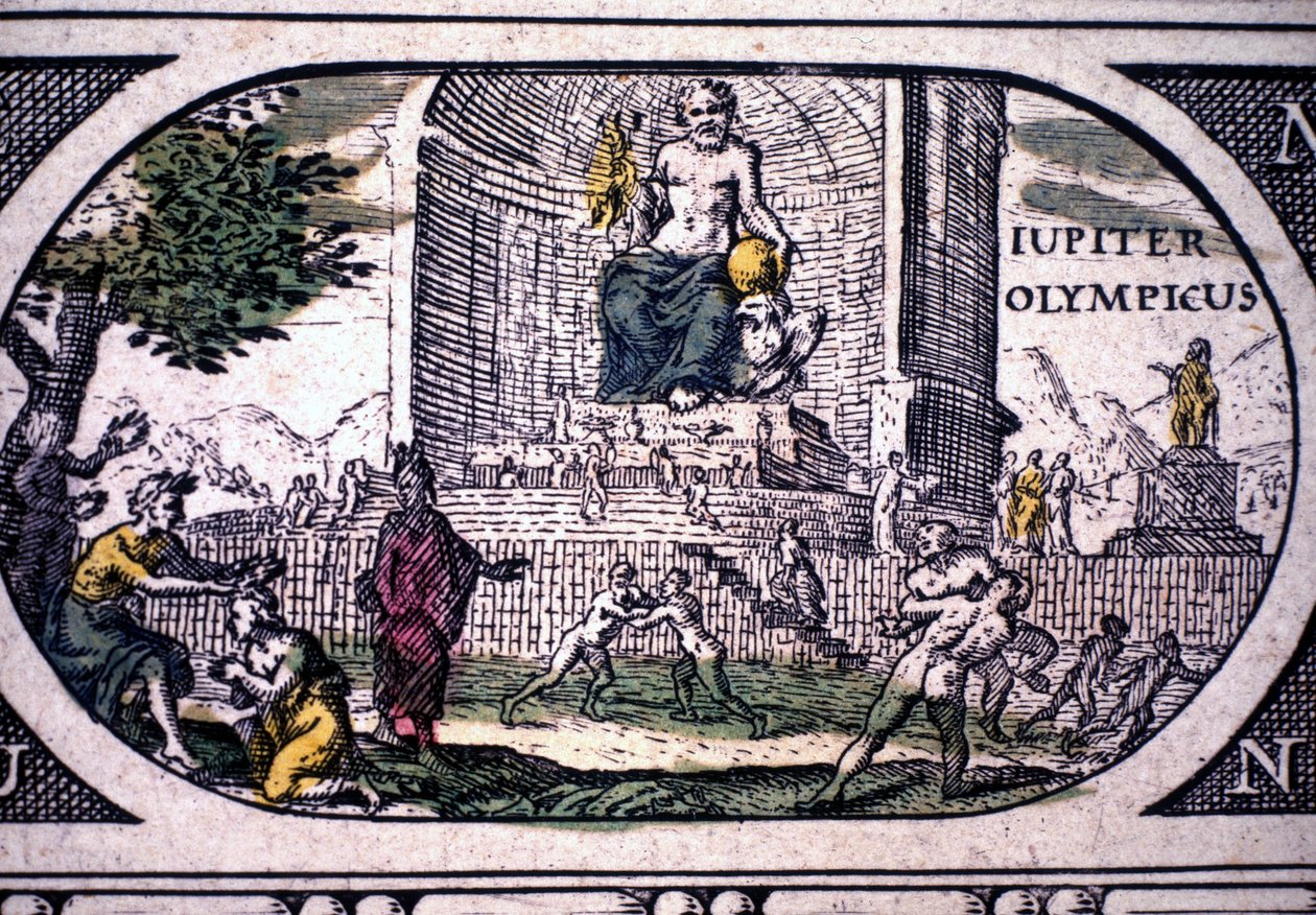 Representation of the Seven Wonders of Antiquity: The Statue of Jupiter by Phidias in 