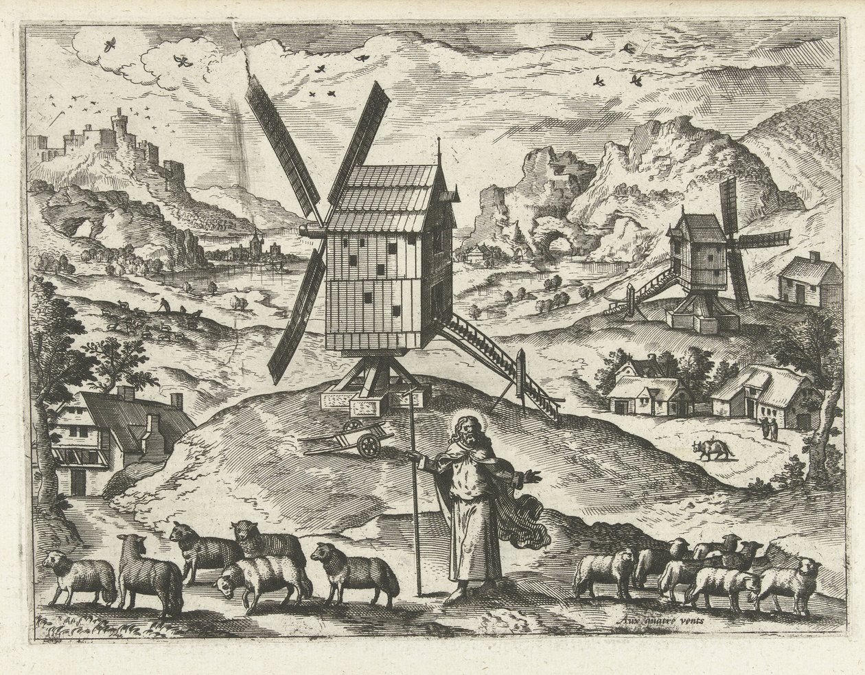 Landscape with Christ as the Good Shepherd by Joannes van Doetechum (I) (attributed to)