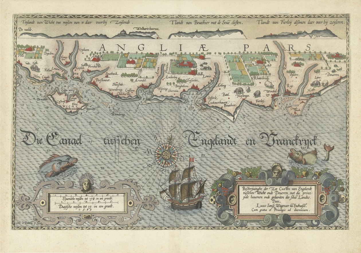 Map of the South English Coast between the Isle of Wight and Dover by Joannes van Doetechum (I)