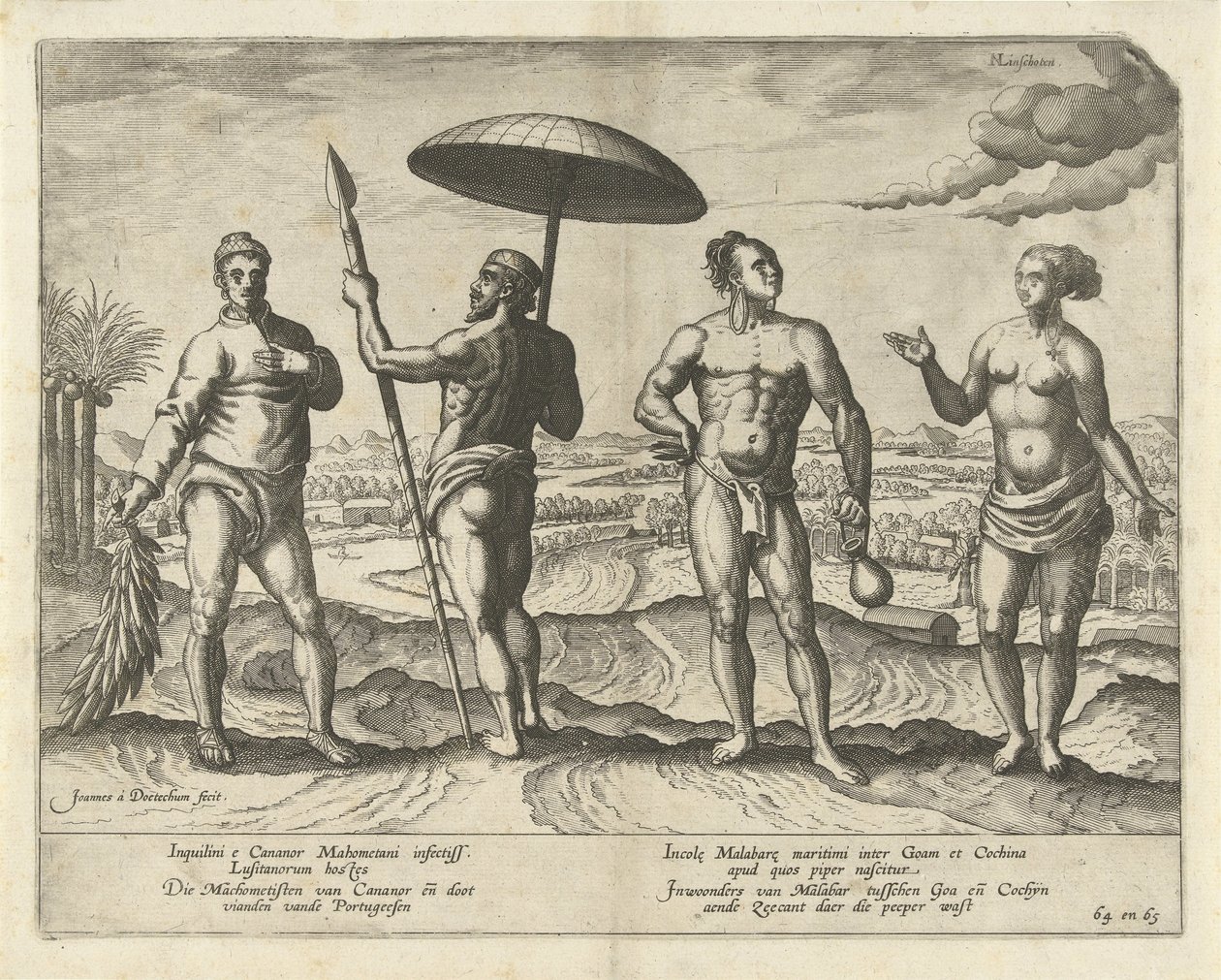 Two Men from Cananor and a Couple from Malabar by Joannes van Doetechum (I)