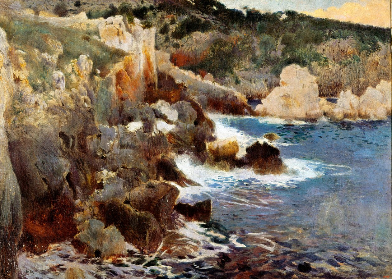 Enchanted cove (Mallorca, Mallorca). Painting by Joaquim Mir i Trinxet (1873-1940), circa 1901. Oil on canvas. Barcelona, National Art Museum of Catalonia. by Joaquin Mir Trinxet