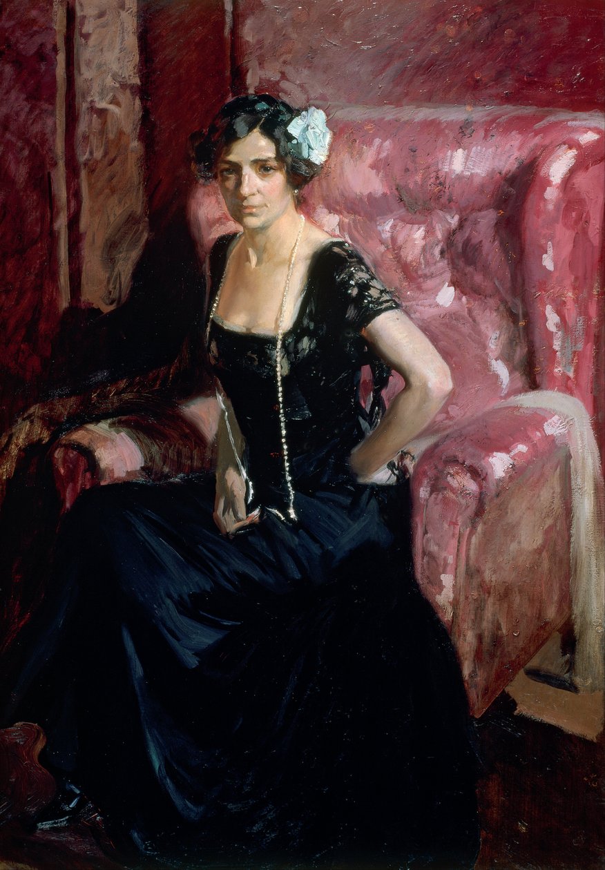 Clotilde in an Evening Dress by Joaquín Sorolla