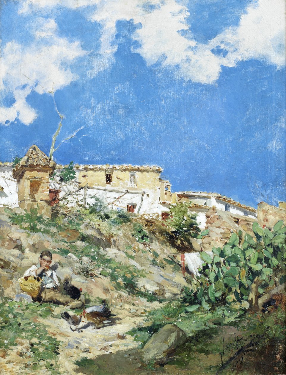 A Landscape with Figure in Sagunto Valencia by Joaquín Sorolla
