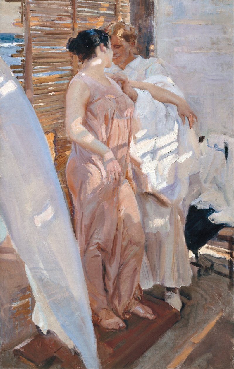 The Pink Robe. After the Bath by Joaquín Sorolla