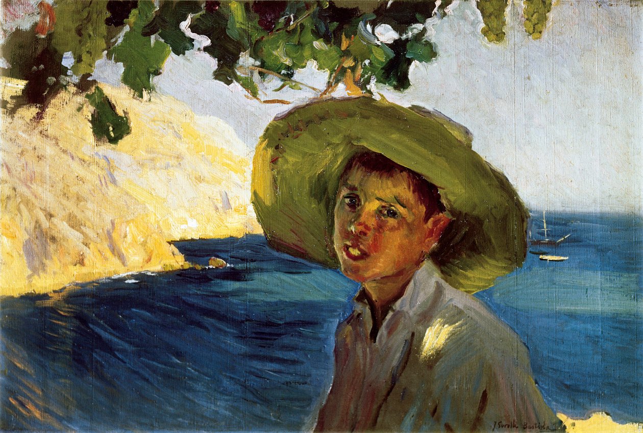 Joaquin Sorolla 油彩画 The Boy with the Sombrero by Joaquín Sorolla