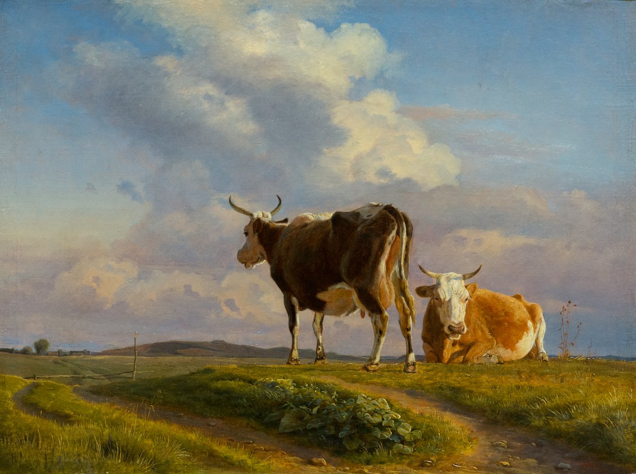 Two Cows in an Open Field by Johan Thomas Lundbye