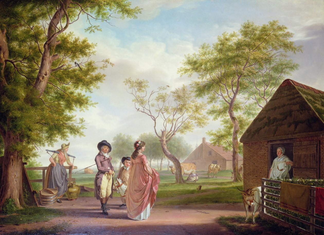 Country Landscape with Figures by Johan Prey