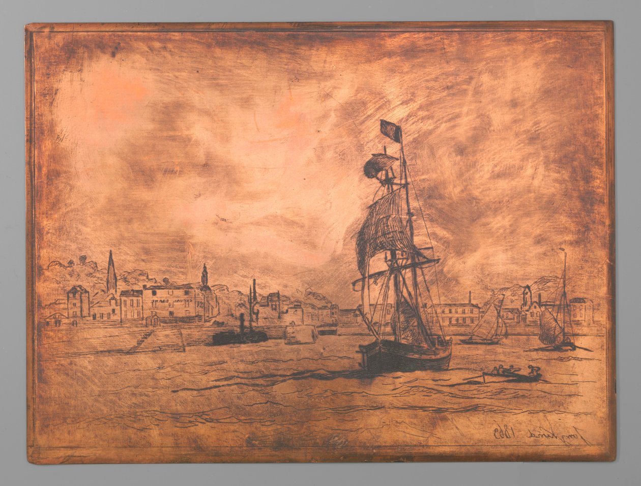Port of Honfleur by Johan Barthold Jongkind (signed by artist)