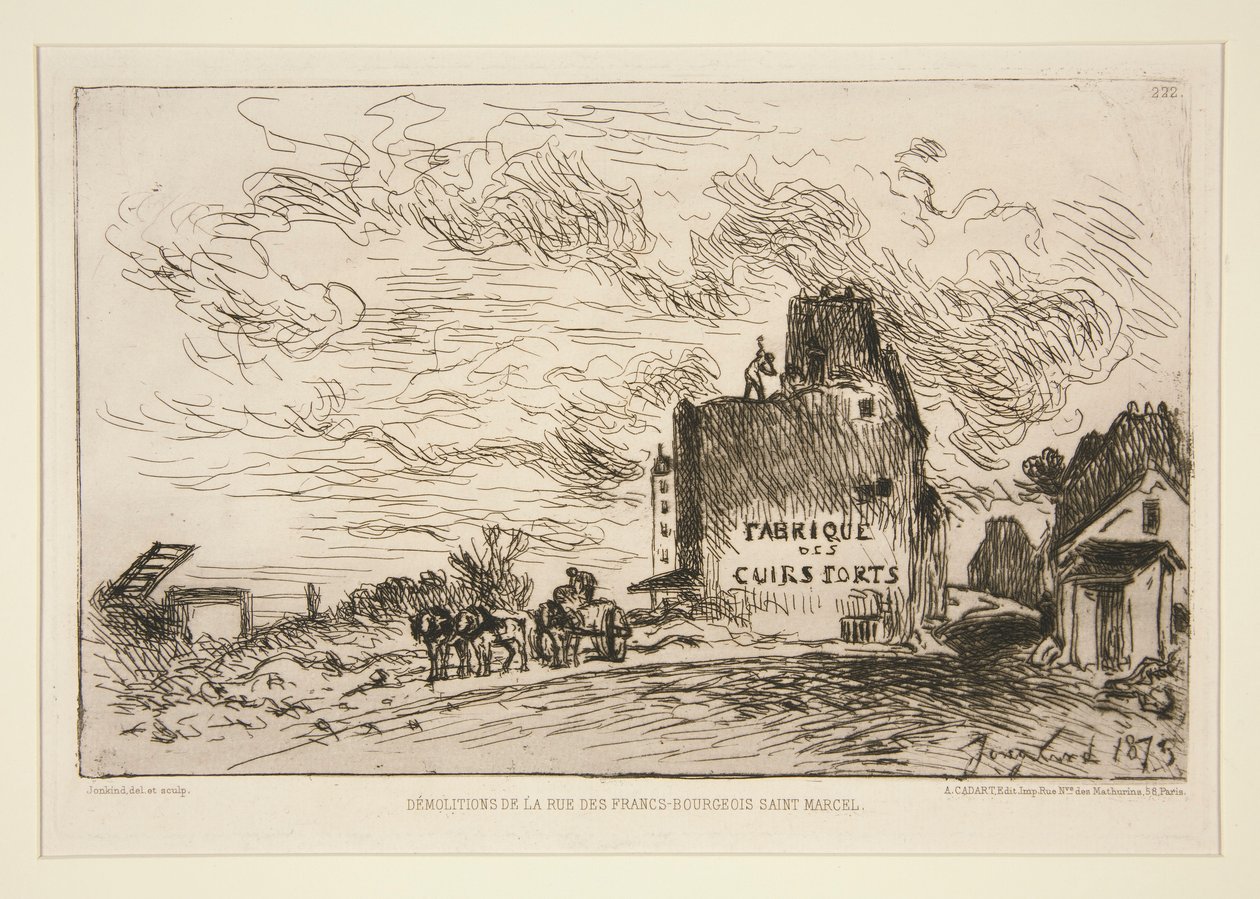 Demolition at the Rue des Francs-Bourgeois Saint-Marcel by Johan Barthold Jongkind
