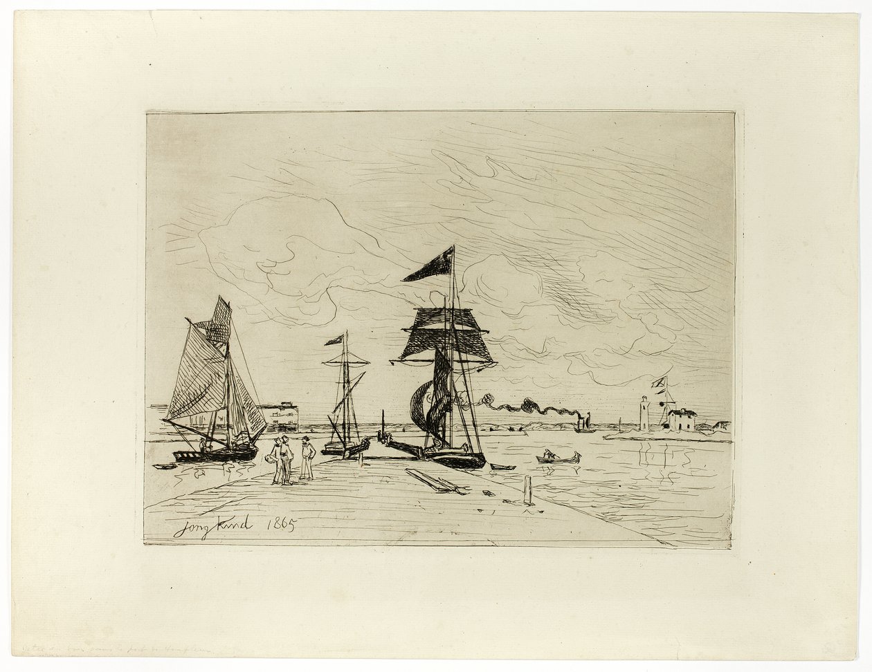 Pier at the Port of Honfleur by Johan Barthold Jongkind