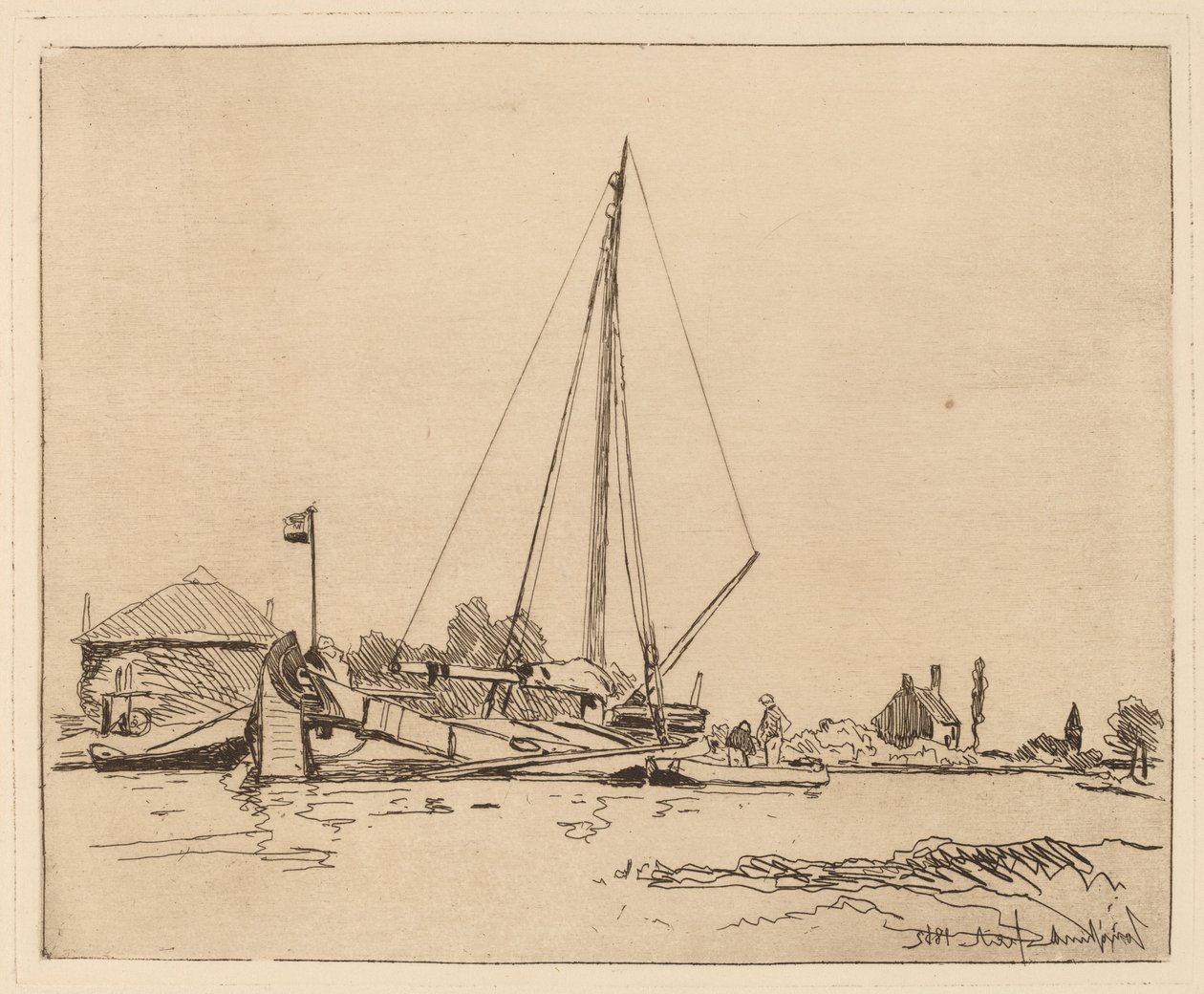 The Moored Boat by Johan Barthold Jongkind