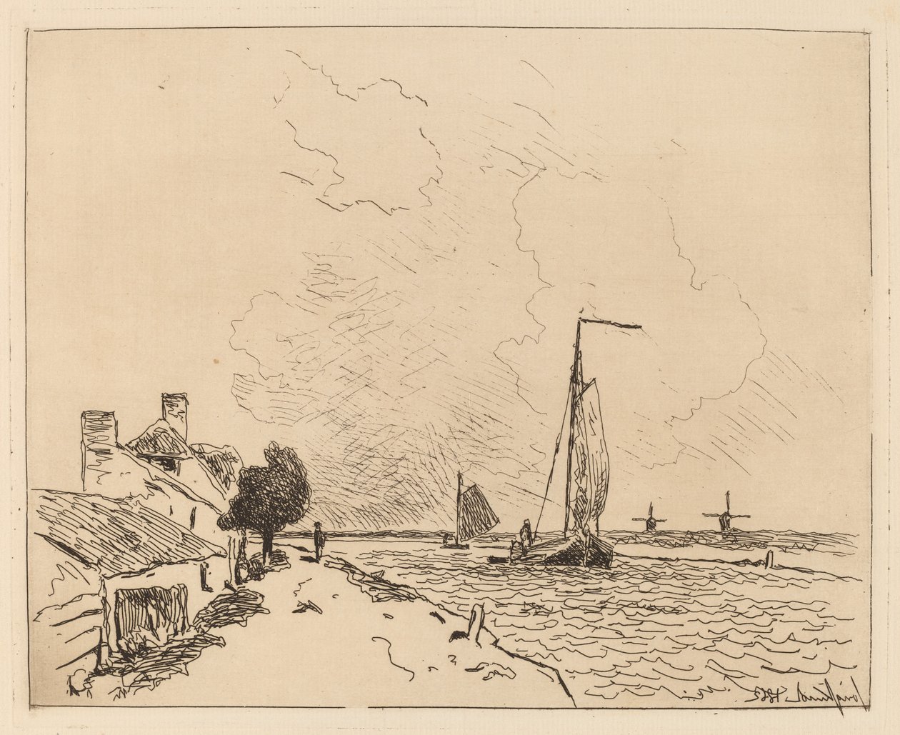 Two Boats at Sail by Johan Barthold Jongkind