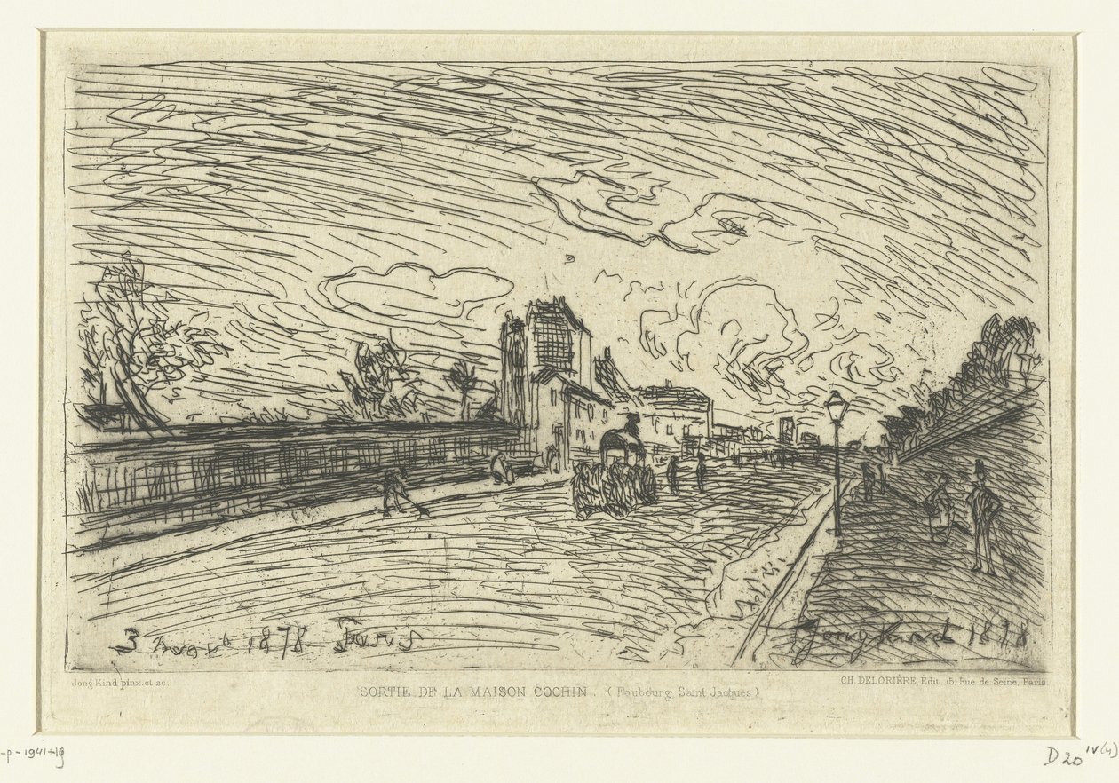 Exit of Cochin Hospital (Faubourg Saint-Jacques, Paris) by Johan Barthold Jongkind