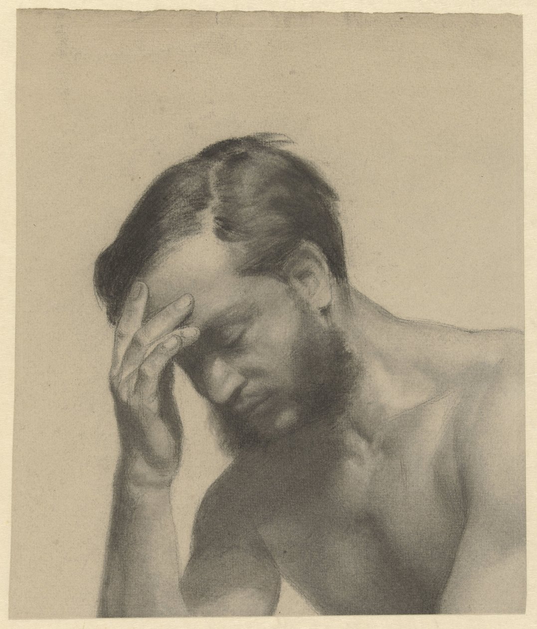 Fragment of an Academy Study: Man with Right Hand on Forehead by Johan Braakensiek