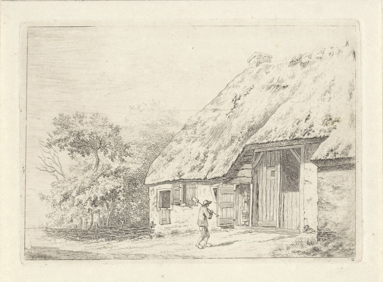 Man with a Spade by a Farm by Johan Christiaan Willem Safft