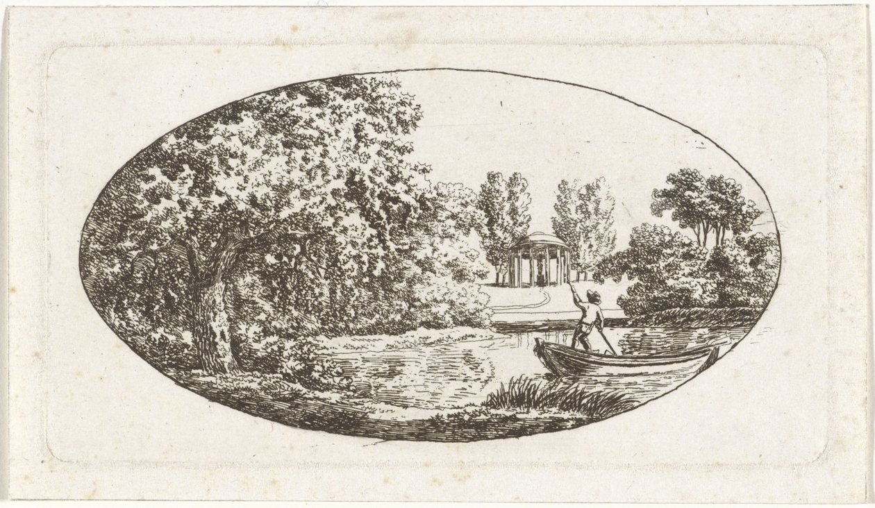 Pond with a Temple and Statue on the Opposite Side by Johan Christiaan Willem Safft