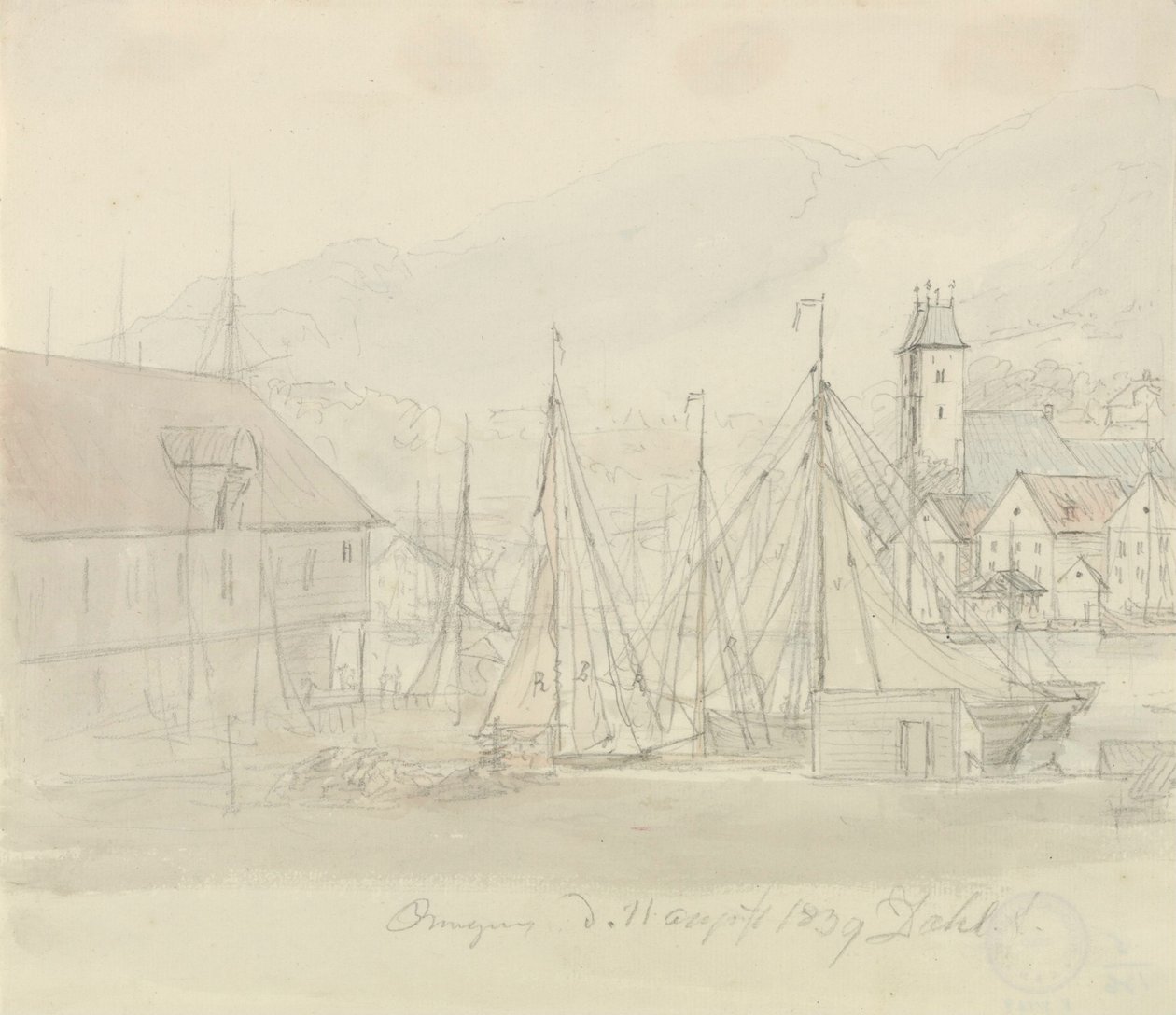Bergen Harbour by Johan Christian Dahl