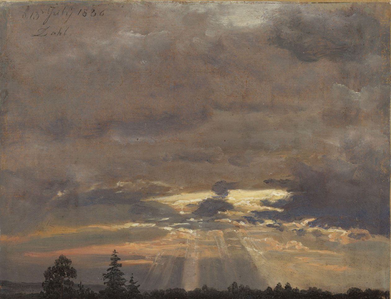 Cloud Study with Sunbeams by Johan Christian Dahl