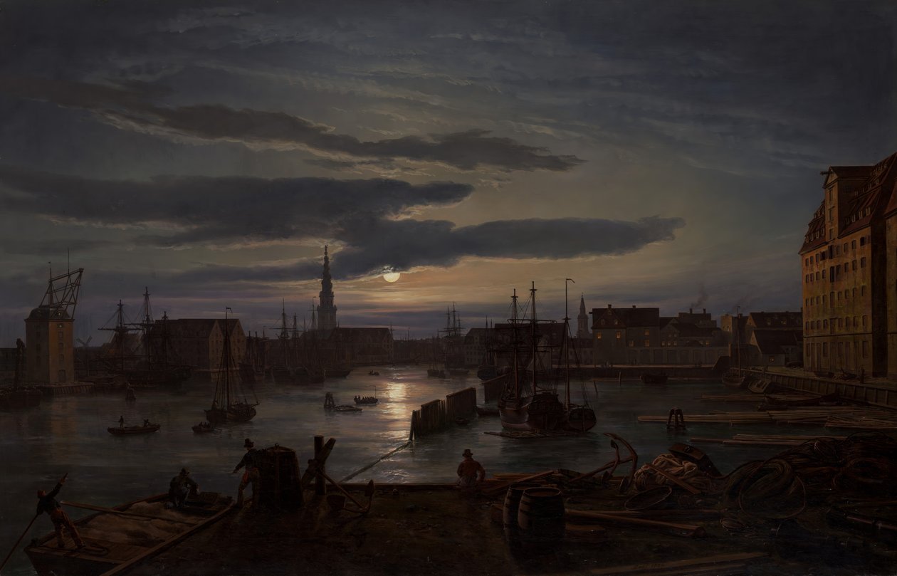 Copenhagen Harbor by Moonlight, 1846 by Johan Christian Dahl