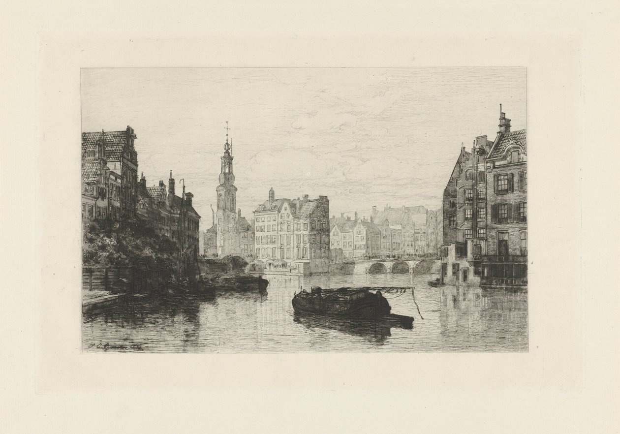 View of the Munttoren in Amsterdam by Johan Conrad Greive