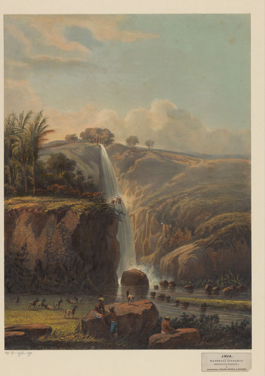 View of the Waterfall in Singahan by Johan Conrad Greive
