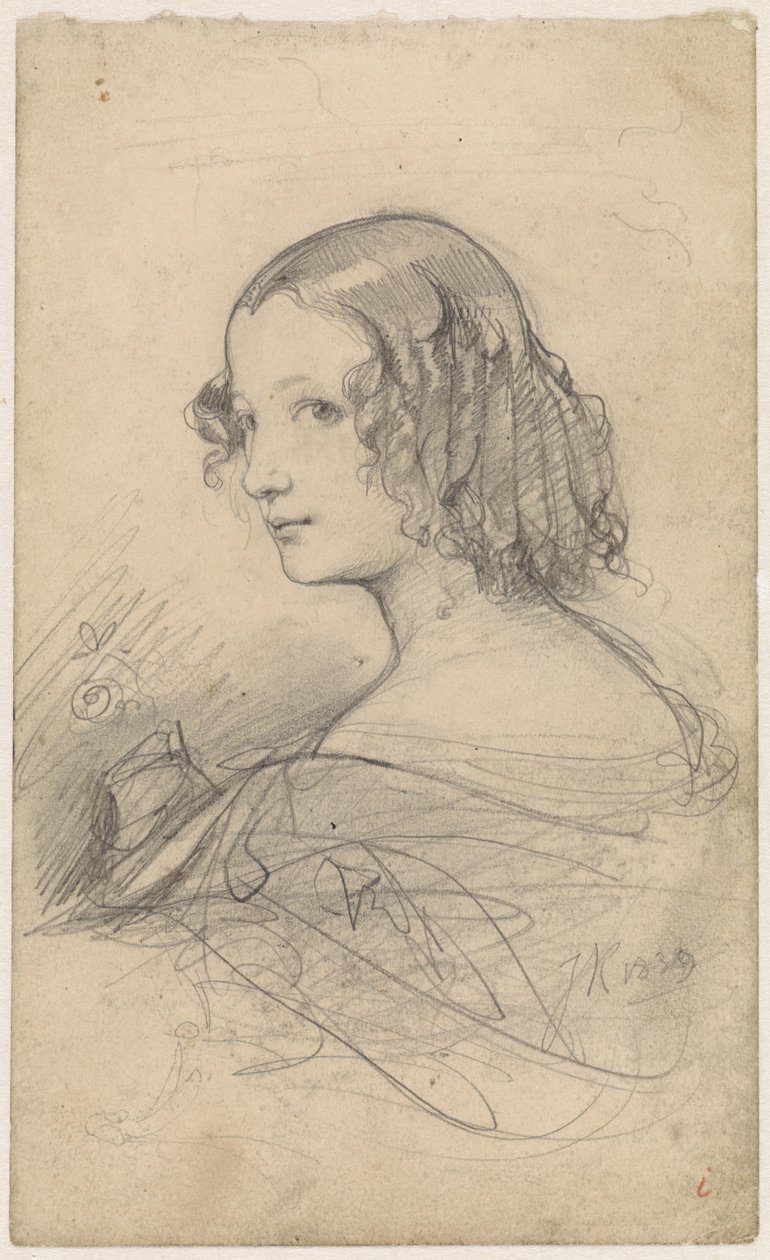 Portrait of a Young Woman with Ringlets, Facing Left by Johan Hendrik Koelman