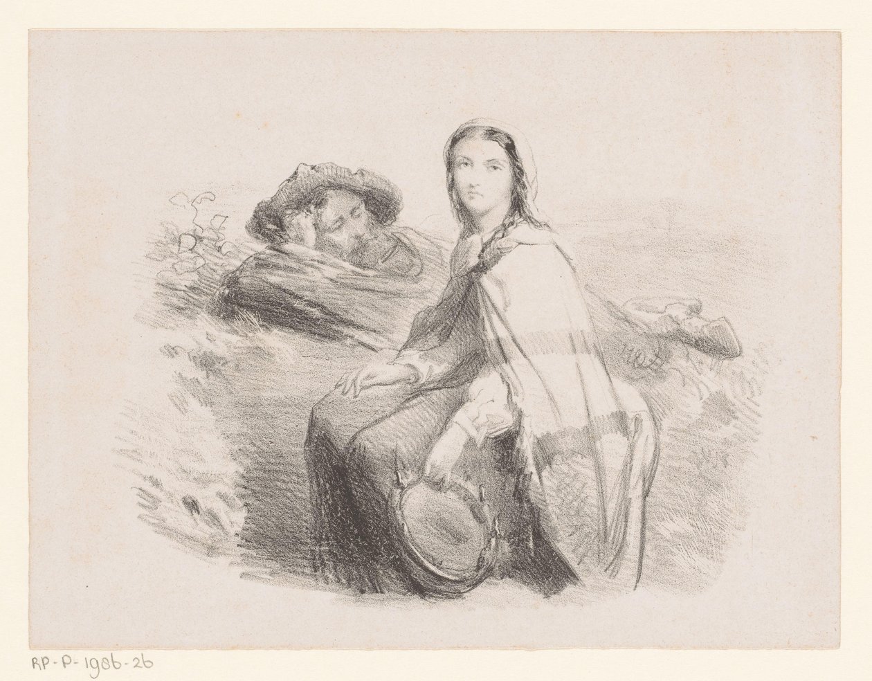 Reclining Man and Woman with Tambourine by Johan Michaël Schmidt Crans (attributed to)