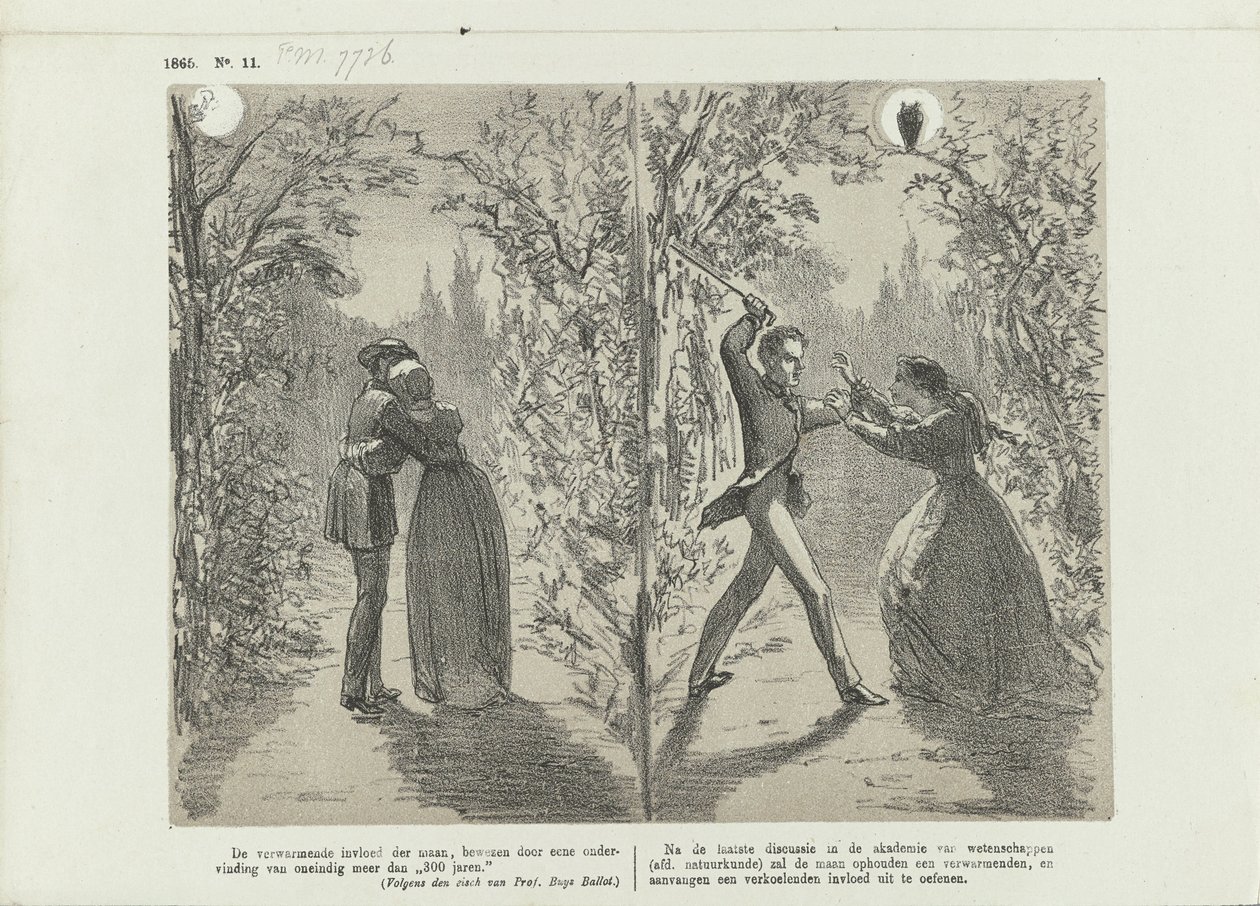 Caricature on the Influence of the Moon, 1865 by Johan Michaël Schmidt Crans
