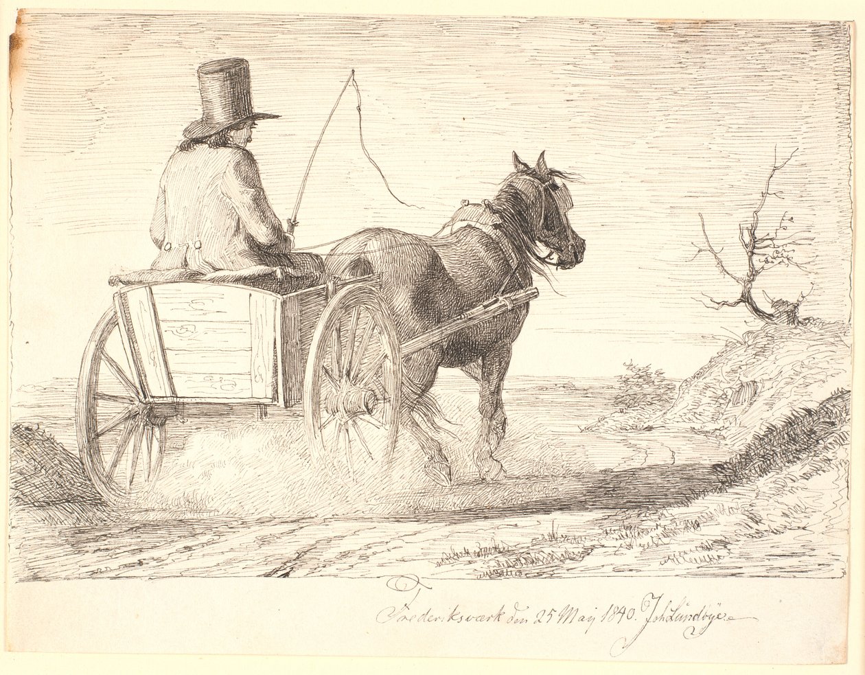 Farmer Driving a Cart by Johan Thomas Lundbye