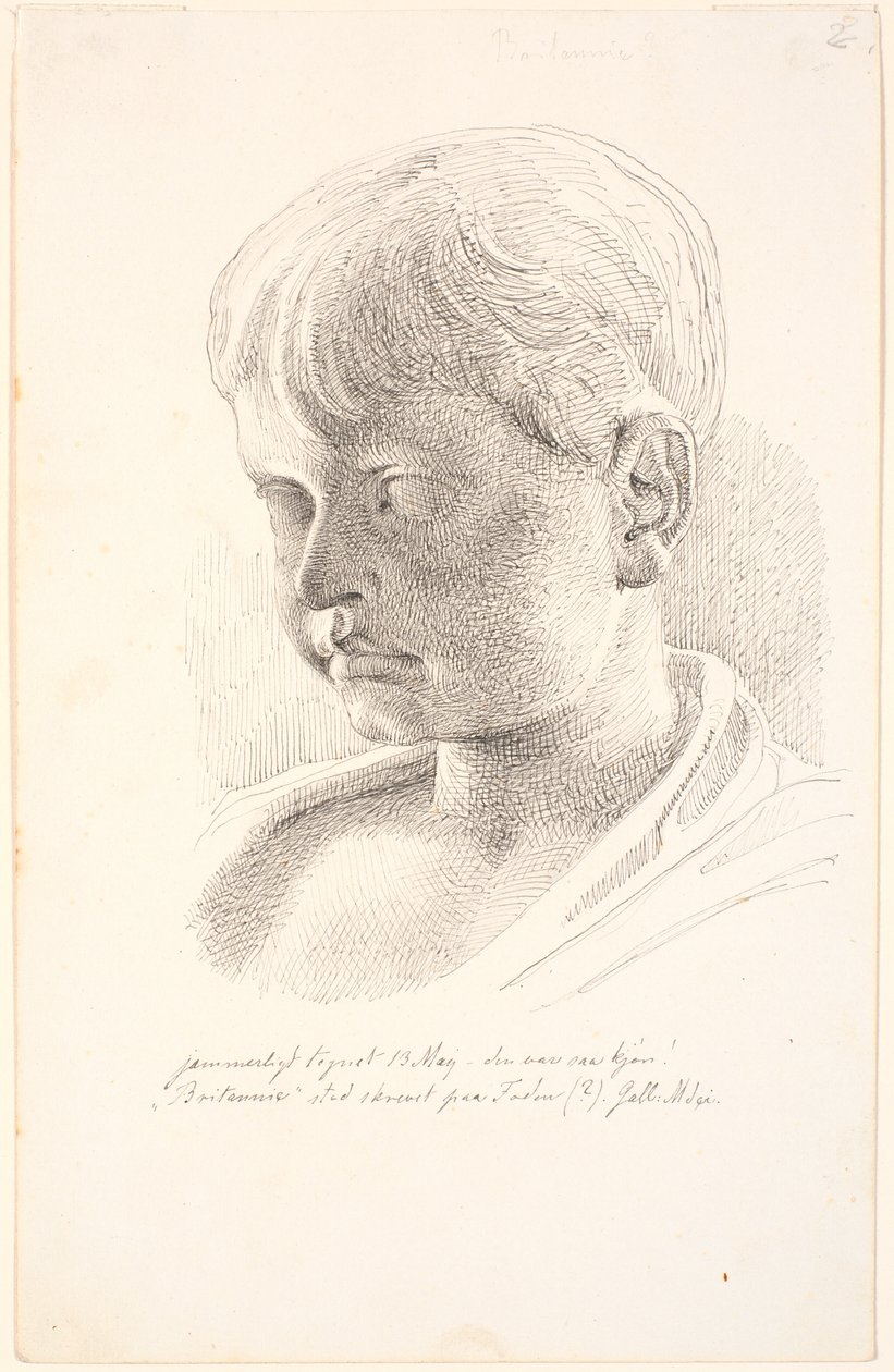 Head of Britannicus. 3/4 Profile to the Left by Johan Thomas Lundbye