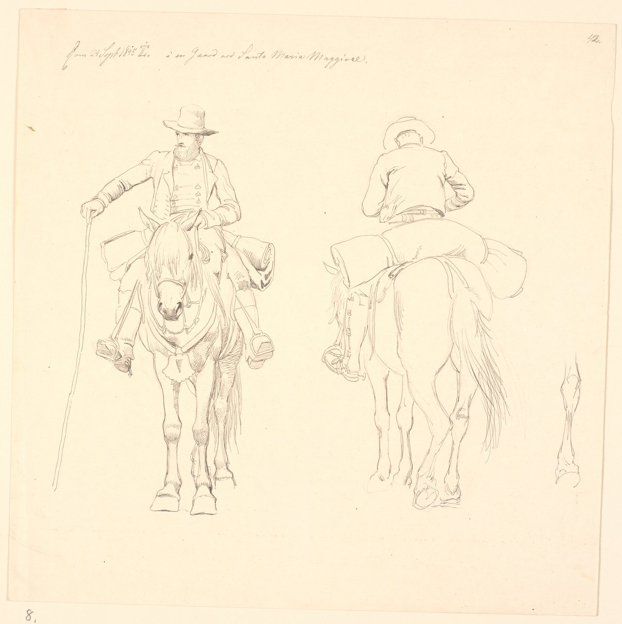 Campagnol on Horseback, Seen from Front and Back, and Study of a Horse