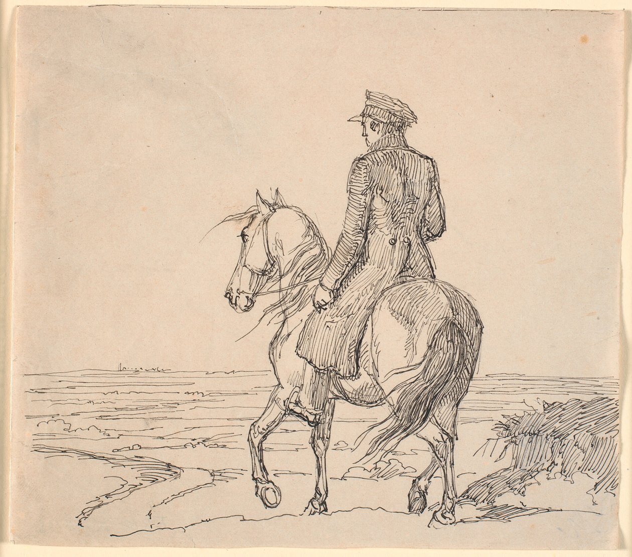 A Rider Seen from Behind Riding into a Vast Landscape by Johan Thomas Lundbye