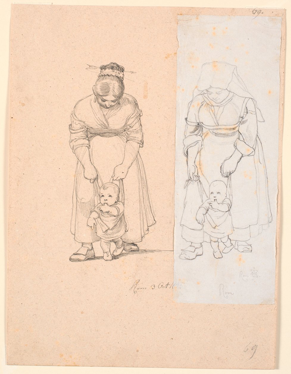 Italian Woman Leading a Small Child in a Harness by Johan Thomas Lundbye