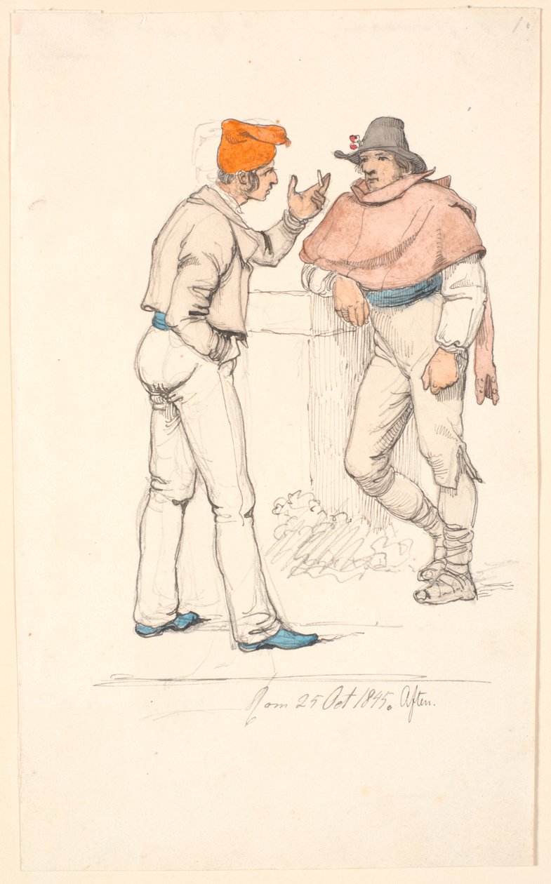 Italian Commoner in Conversation with a Peasant by Johan Thomas Lundbye