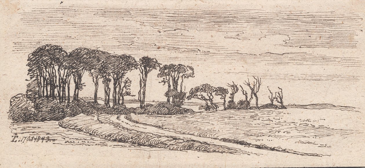Landscape with a row of trees by Johan Thomas Lundbye