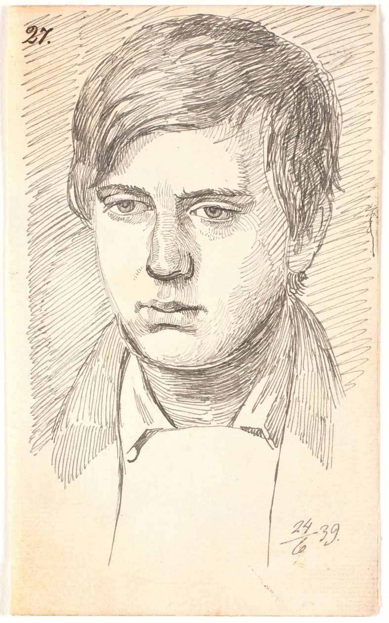 Portrait of a Young Man, Full Face by Johan Thomas Lundbye
