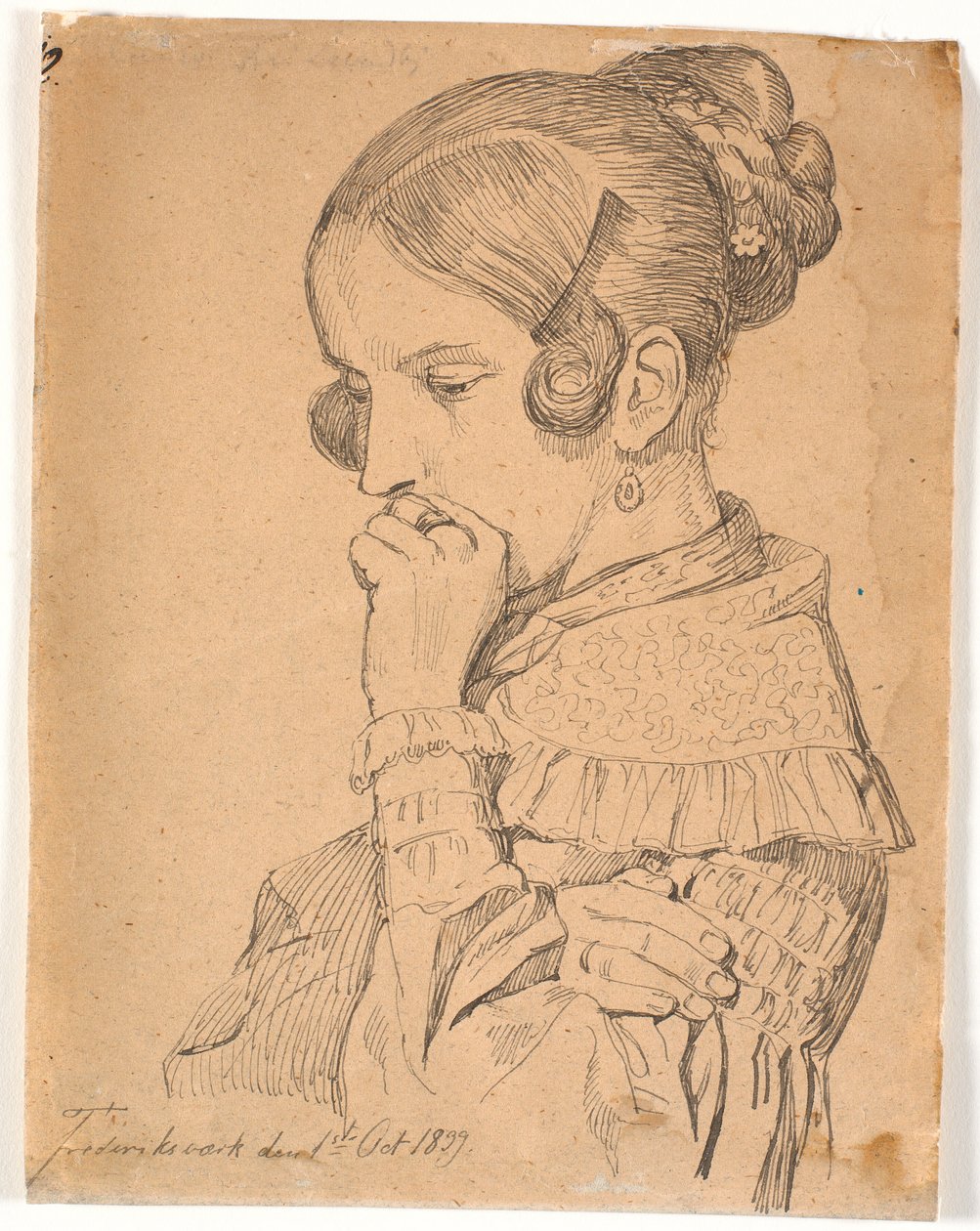 Portrait of a Young Lady, 3/4 Profile to the Left by Johan Thomas Lundbye