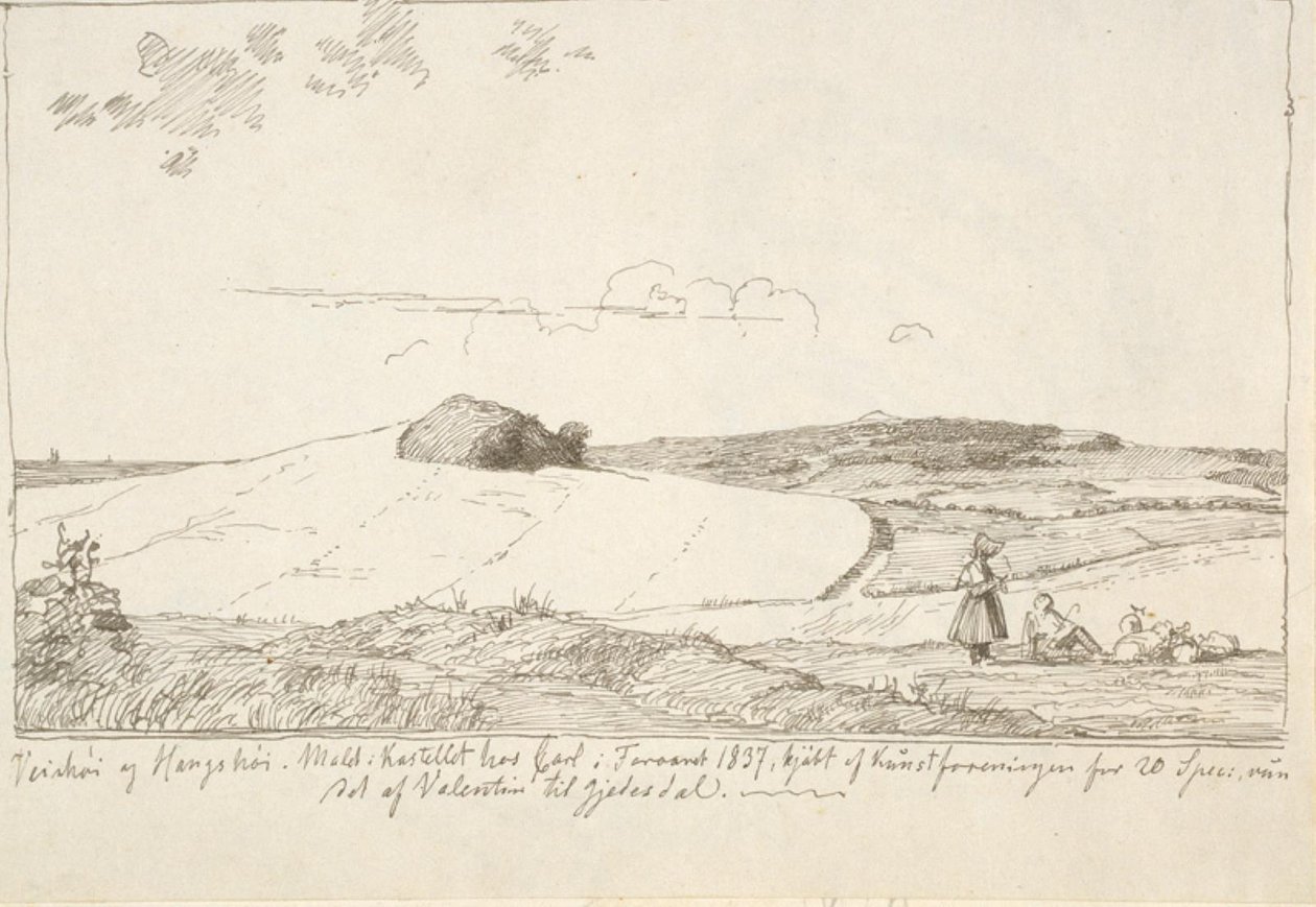 Zealand Landscape. In the Background Vejrhøj, Pasted on Page 6 by Johan Thomas Lundbye