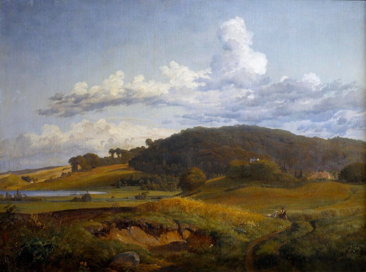 View from Vinderød towards Høbjerg near Frederiksværk, with the Home of J. Th. Lundbye