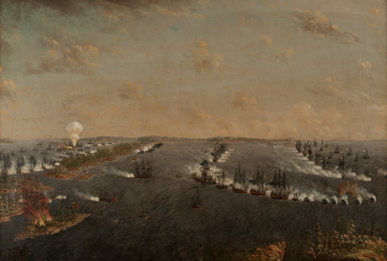 First Russo-Swedish Battle of Rochensalm on August 24, 1789, c.1790 by Johan Tietrich Schoultz