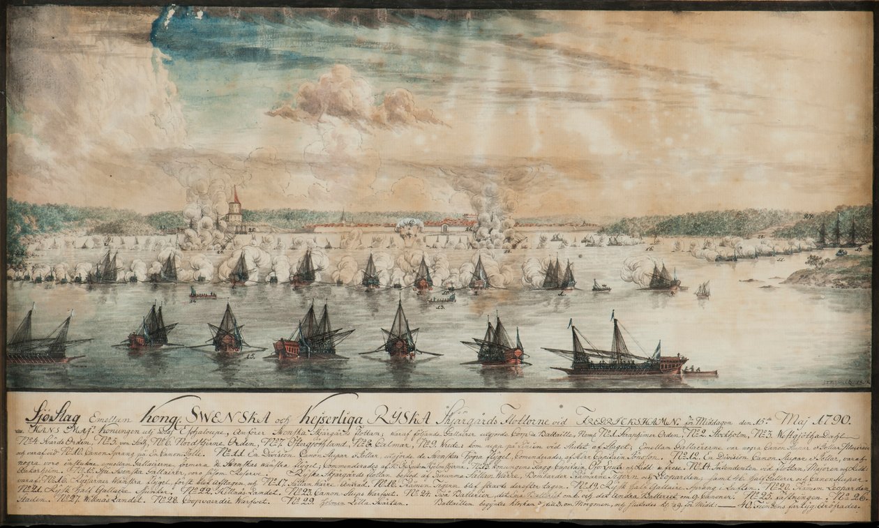 The Battle of Fredrikshamn on May 1790, 1791 by Johan Tietrich Schoultz